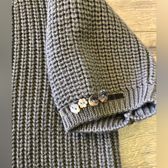 ELISA CAVALETTI WOOL MIX SHORT SLEEVE CROPPED CARDIGAN IN LIGHT BROWN IN LARGE - Picture 4 of 10